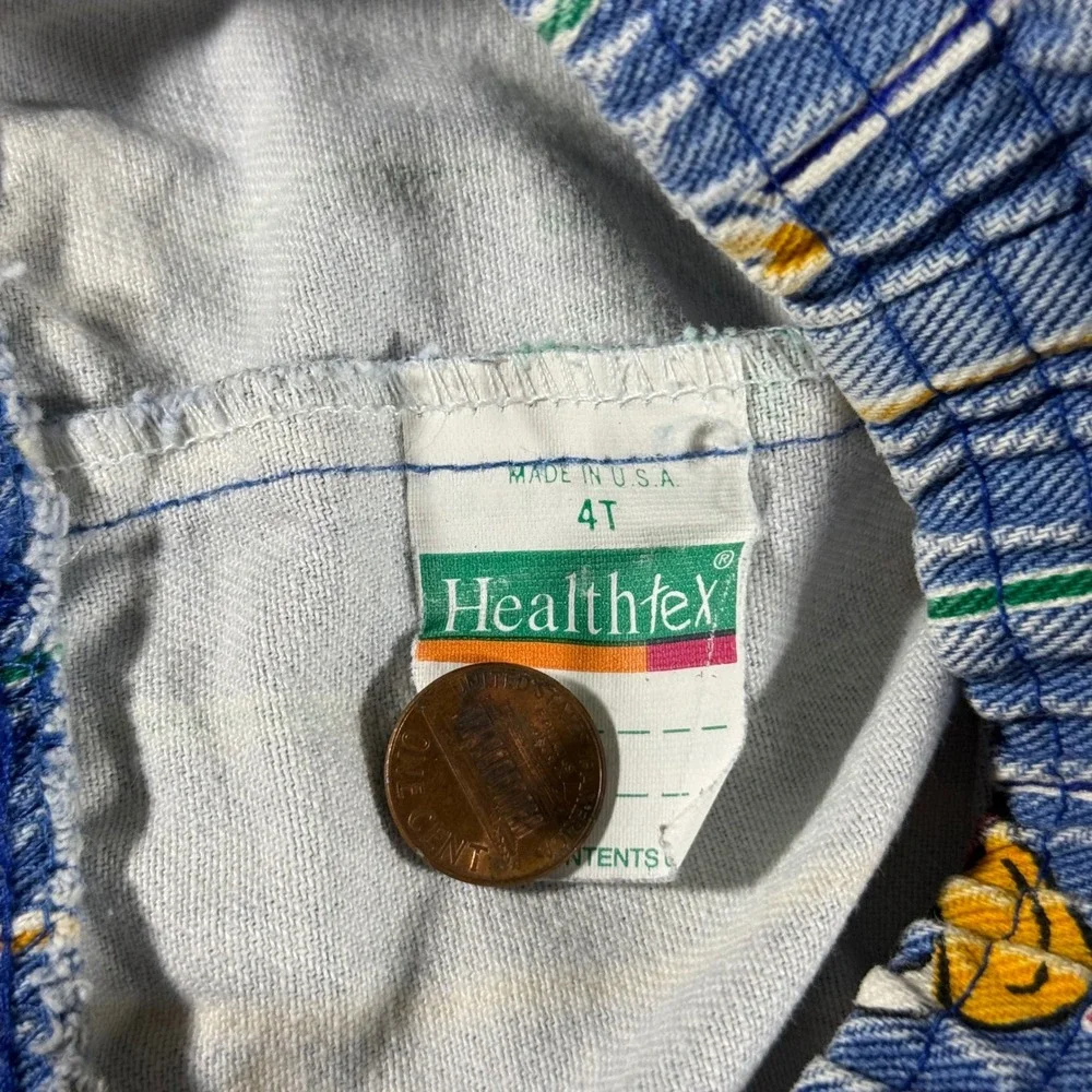 Healthtex Shorts 4T Blue Vintage Made in USA Sports Print Denim
